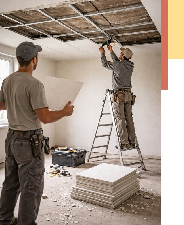 Замена плит подвесного потолка в Новокубанске от 1820 руб. быстро и недорого | ОТДЕЛОЧНИК-Нкб