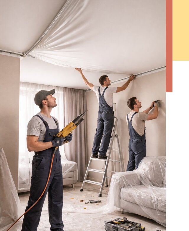 Установка натяжного потолка в Новокубанске от 4679 руб. | Быстро и недорого — ОТДЕЛОЧНИК-Нкб