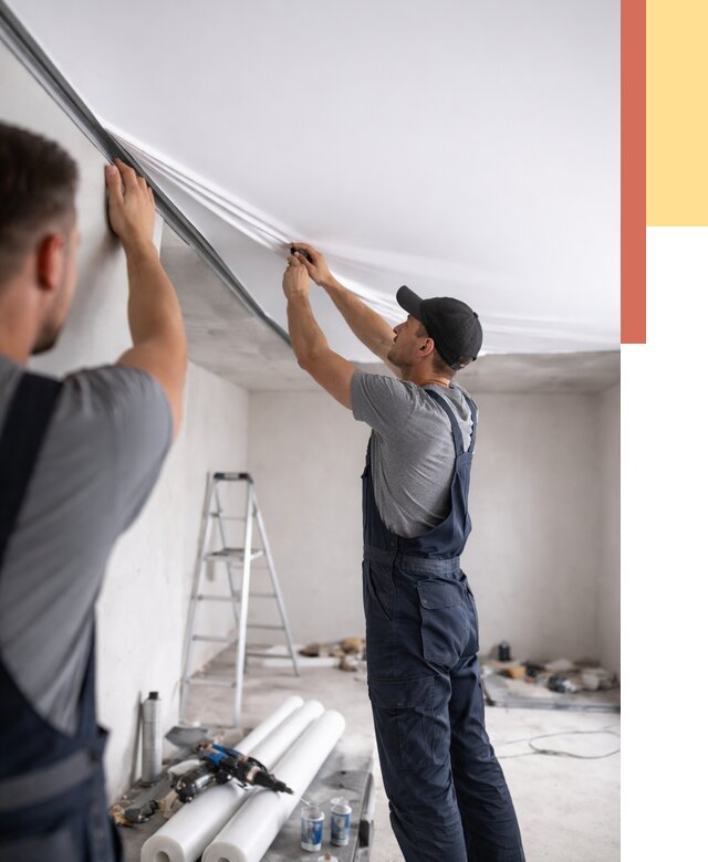 Монтаж матового натяжного потолка в Новокубанске от 4679 руб./м² — быстро и недорого | ОТДЕЛОЧНИК-Нкб