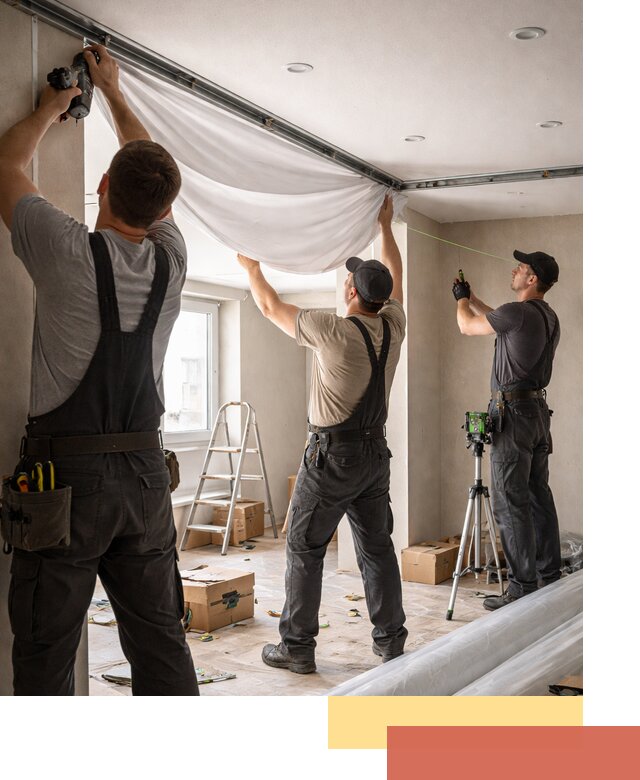 Монтаж парящего натяжного потолка под ключ в Новокубанске