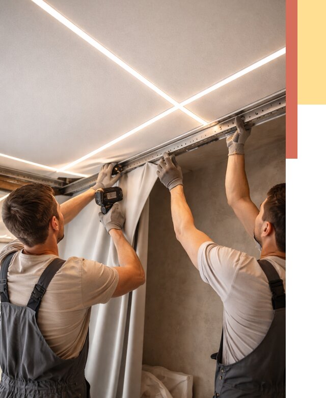 Монтаж натяжного потолка со световыми линиями в Новокубанске от 1248 руб. | ОТДЕЛОЧНИК-Нкб