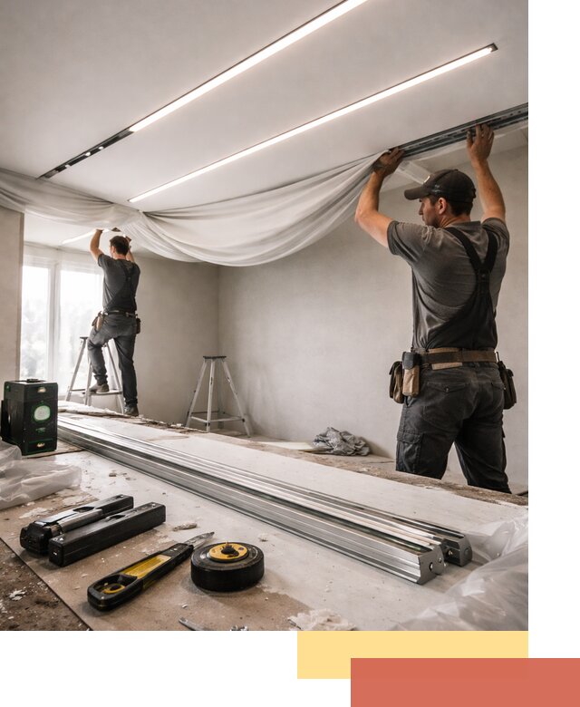 Монтаж натяжных потолков со световыми линиями в Новокубанске