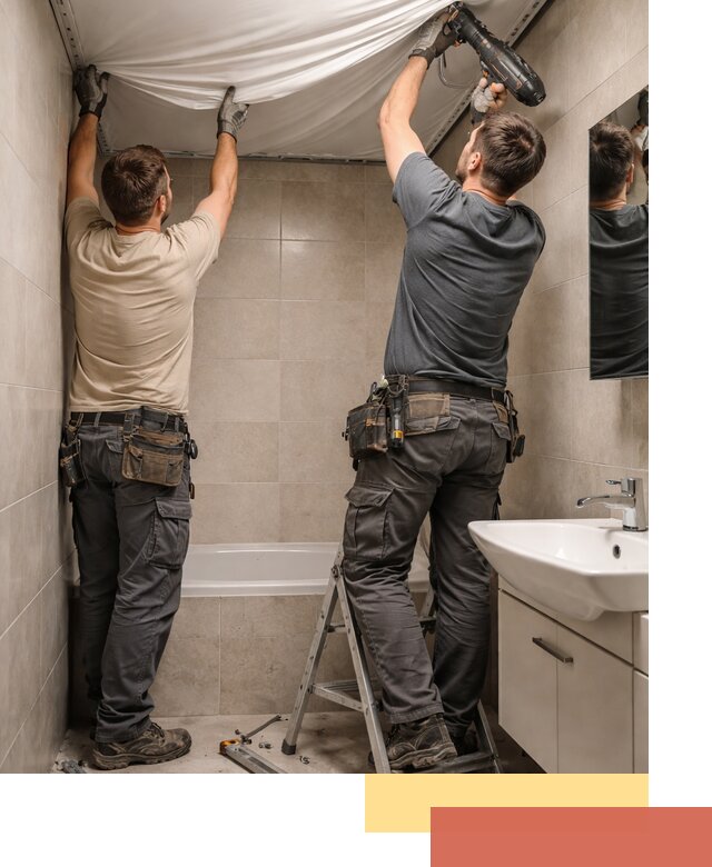 Монтаж натяжного потолка в ванной в Новокубанске быстро и качественно