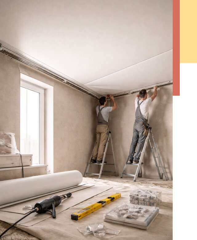 Монтаж натяжного потолка в спальне в Новокубанске от 3951 руб. под ключ | ОТДЕЛОЧНИК-Нкб