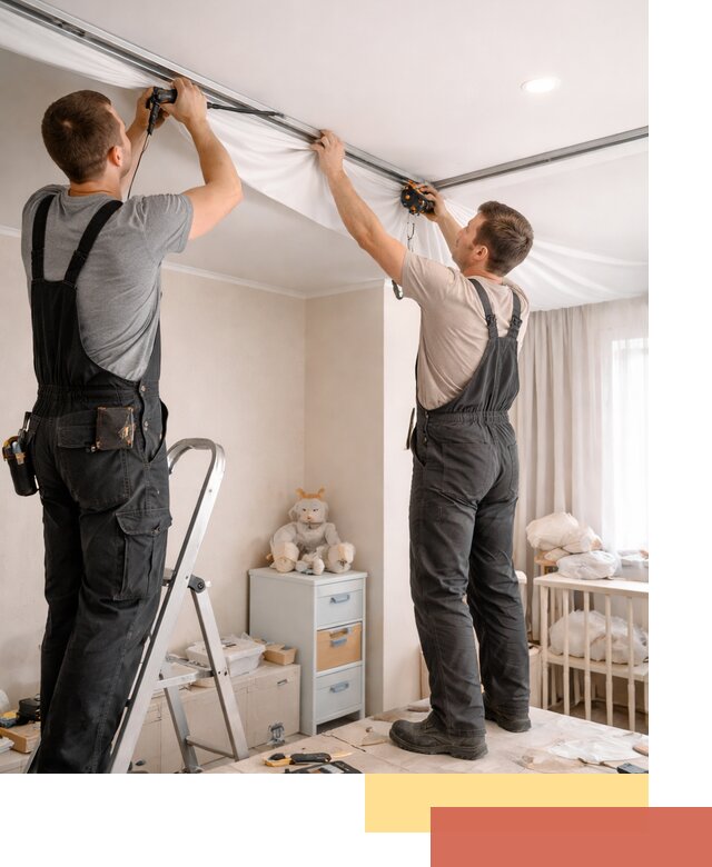 Монтаж натяжного потолка в детской комнате в Новокубанске