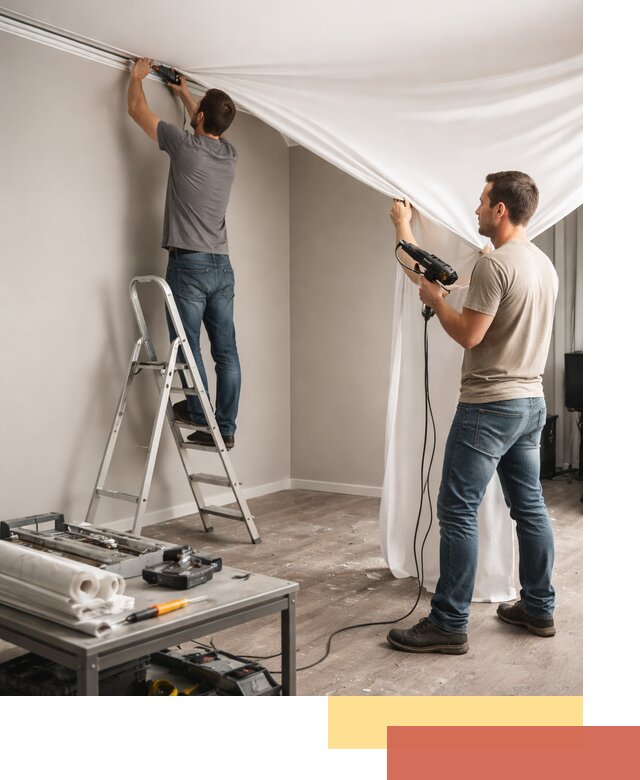 Монтаж натяжного потолка в студии в Новокубанске