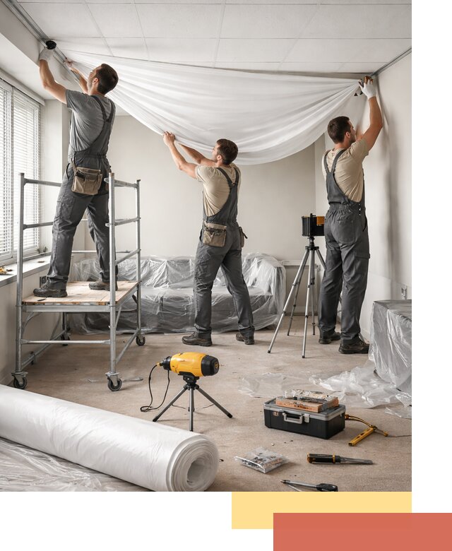 Монтаж натяжного потолка в офисе в Новокубанске