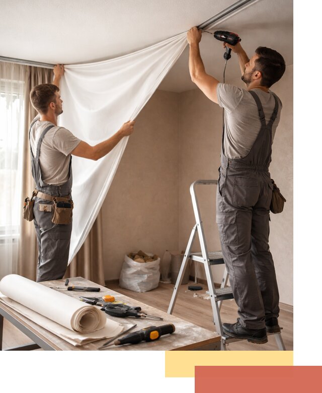 Замена полотна натяжного потолка в Новокубанске быстро и качественно