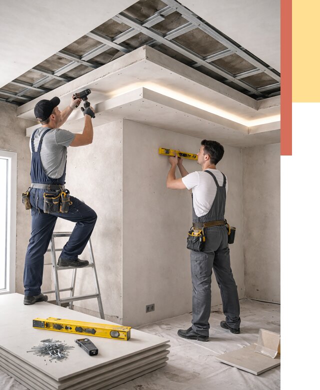 Двухуровневый потолок из гипсокартона в Новокубанске от 1508 руб. под ключ | ОТДЕЛОЧНИК-Нкб