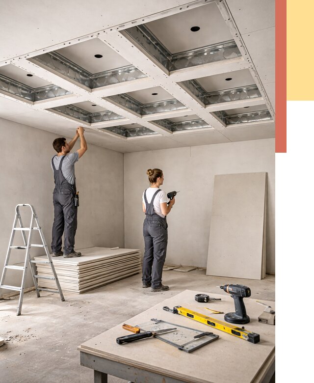 Кессонный потолок из гипсокартона в Новокубанске от 1924 руб. — монтаж и под ключ | ОТДЕЛОЧНИК-Нкб