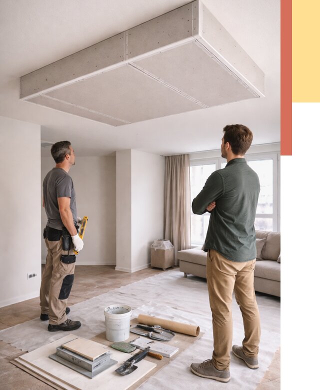 Короб на потолке из гипсокартона в Новокубанске от 2288 руб. — монтаж и услуги под ключ | ОТДЕЛОЧНИК-Нкб