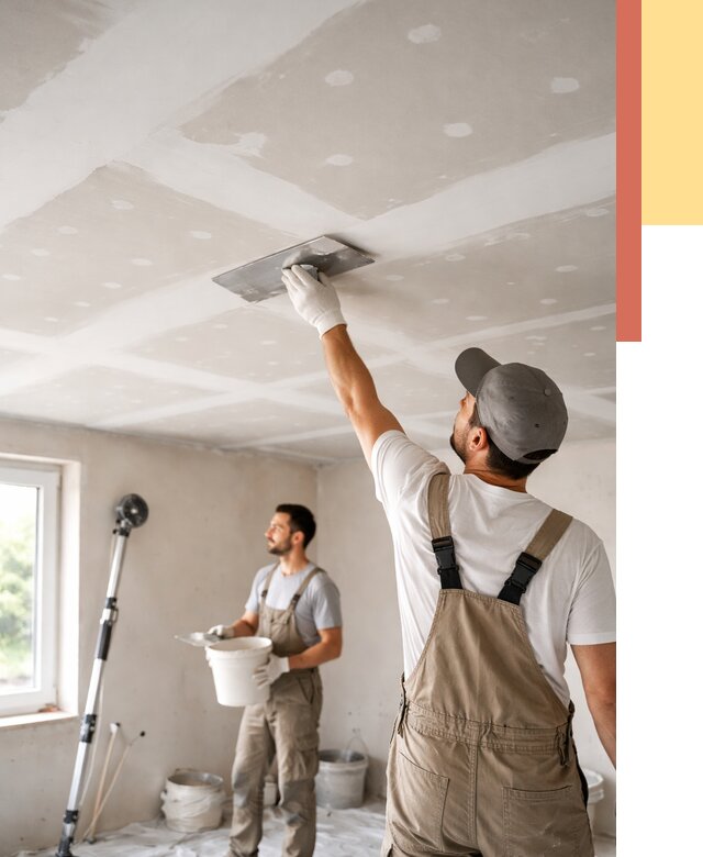 Шпаклевка потолка из гипсокартона в Новокубанске от 3327 руб./м2 — услуги под ключ | ОТДЕЛОЧНИК-Нкб