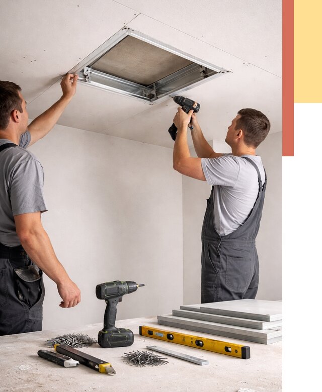 Установка люка в потолок ГКЛ в Новокубанске от 2600 руб. под ключ | ОТДЕЛОЧНИК-Нкб