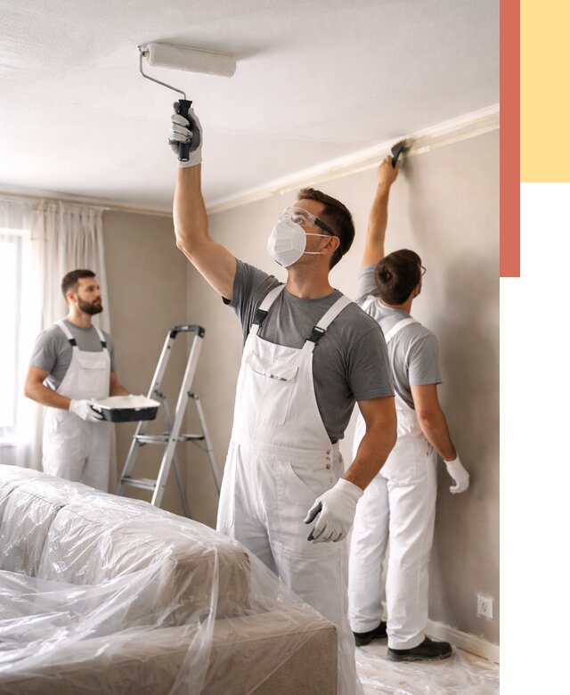 Покраска потолка водоэмельсионной краской в Новокубанске от 2288 руб/м² — услуги под ключ | ОТДЕЛОЧНИК-Нкб