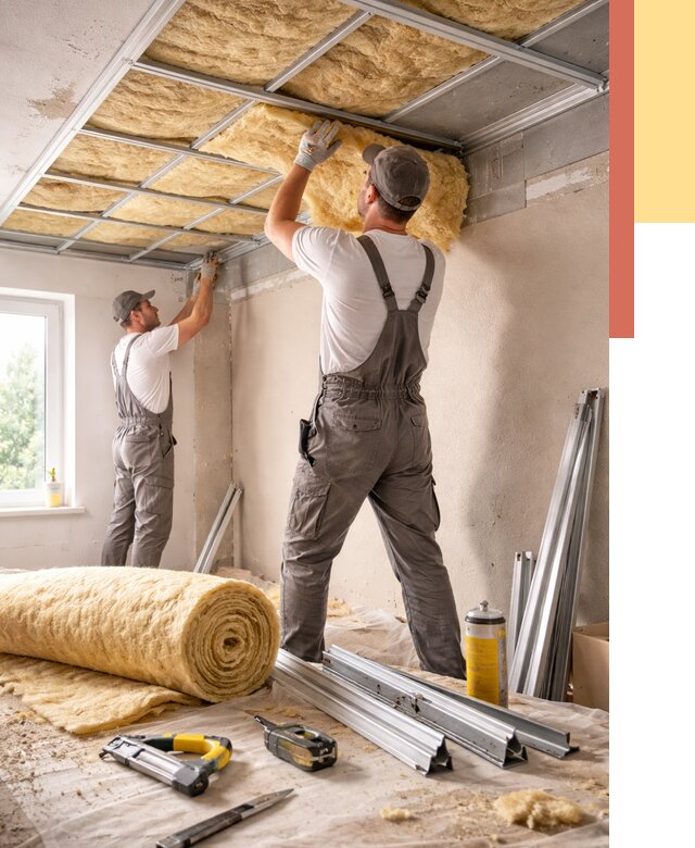 Утепление потолка в Новокубанске от 7487 руб/м2 — недорого, быстро, под ключ | ОТДЕЛОЧНИК-Нкб