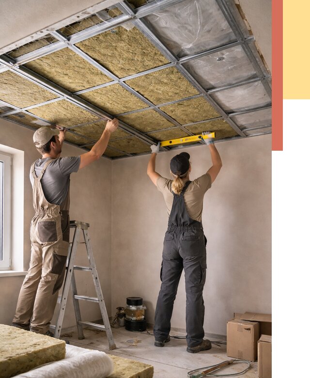 Шумоизоляция потолка в Новокубанске от 1300 руб. под ключ — услуги ОТДЕЛОЧНИК-Нкб